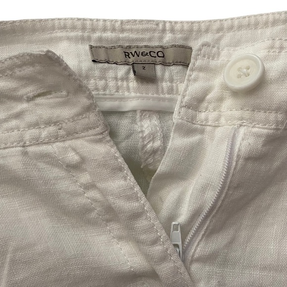 RW & Co White Cargo Pockets Capris Linen 2 - Picture 3 of 16